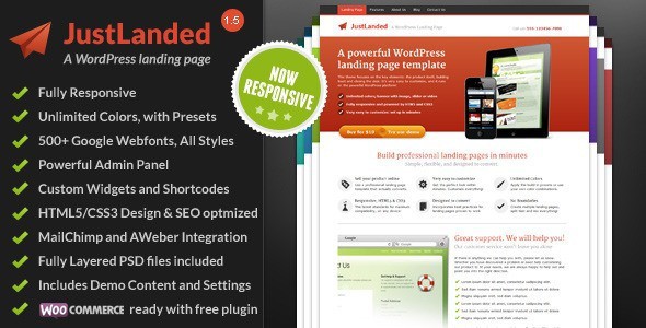 Just Landed WordPress Landing Page Theme