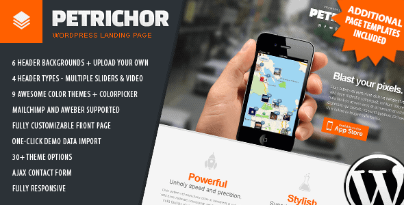 Petrichor WordPress Landing page theme