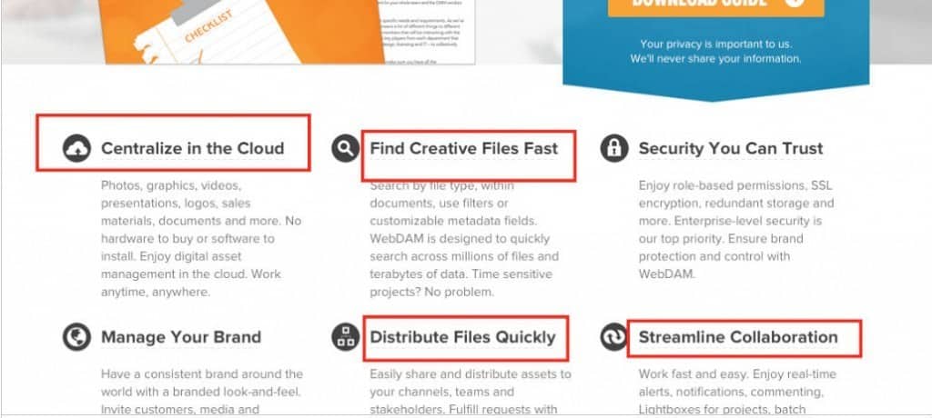 Benefits on a Landing Page